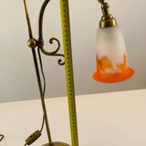 Lampe de bureau ancienne - Tulipe pâte de verre signé Muller Frères