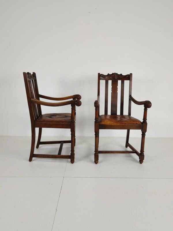 Paire de fauteuils en chêne F. Parker & Son – XIXe siècle anglais