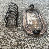 Silver foie gras dish + toast stand