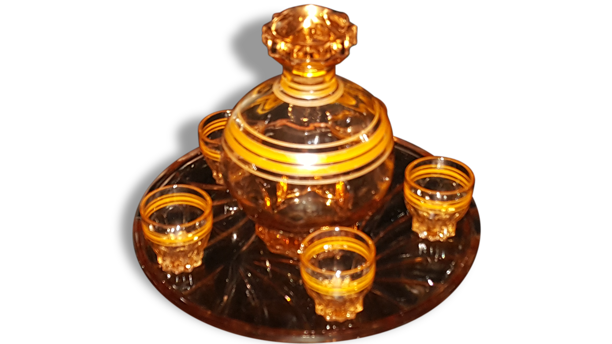 Service à liqueur orange avec liseré orange