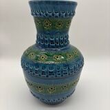 Aldo Londi vase, Rimini Blue, blue-green glazed ceramic, Bitossi, 1960