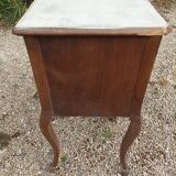 Solid wood bedside table with patinated door drawer
