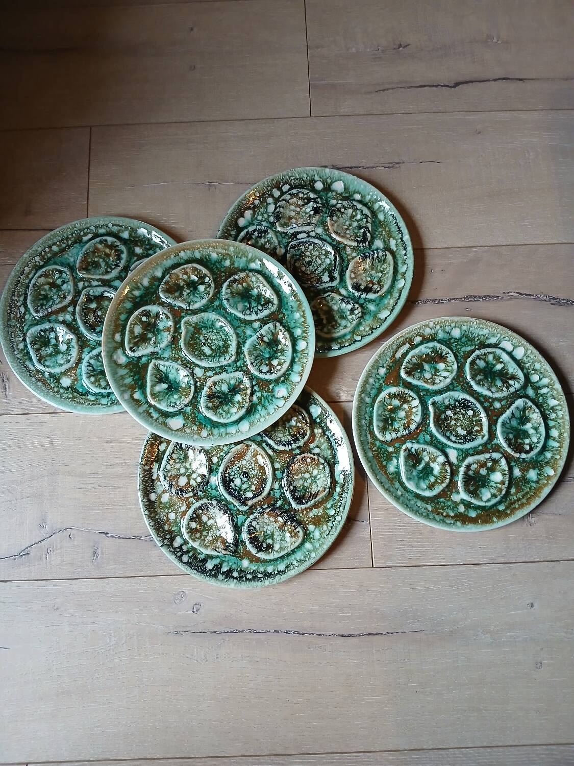 5 old Niderviller oyster plates