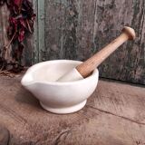 Vintage English ceramic and wooden mortar and pestle set