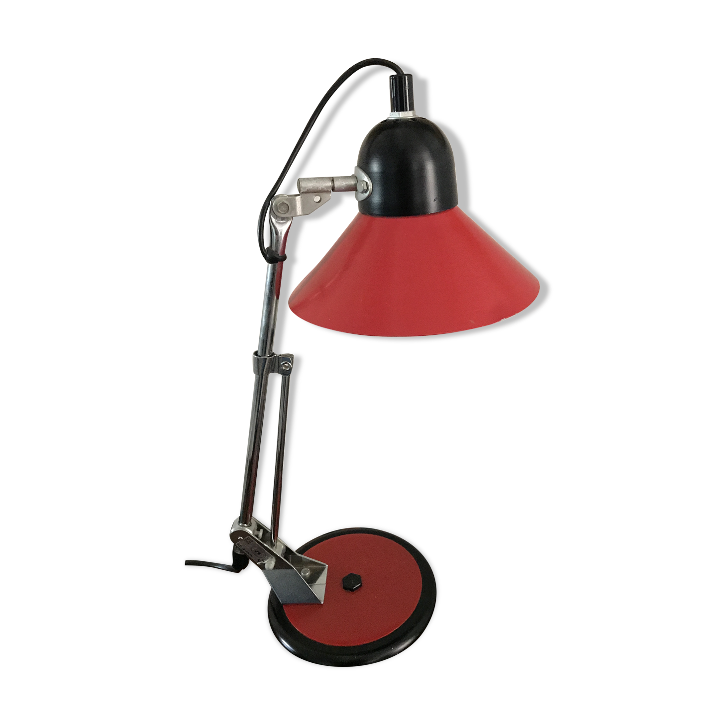 Vintage red articulated office lamp