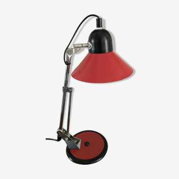 Vintage red articulated office lamp