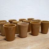 Series of 4 vintage stoneware glasses by the manufacture of Digoin, France