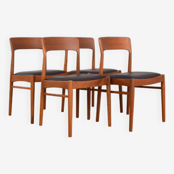 Danish Teak and Leather Dining Chairs by Henning Kjærnulf for Korup Stolefabrik, 1960s, Set of 4