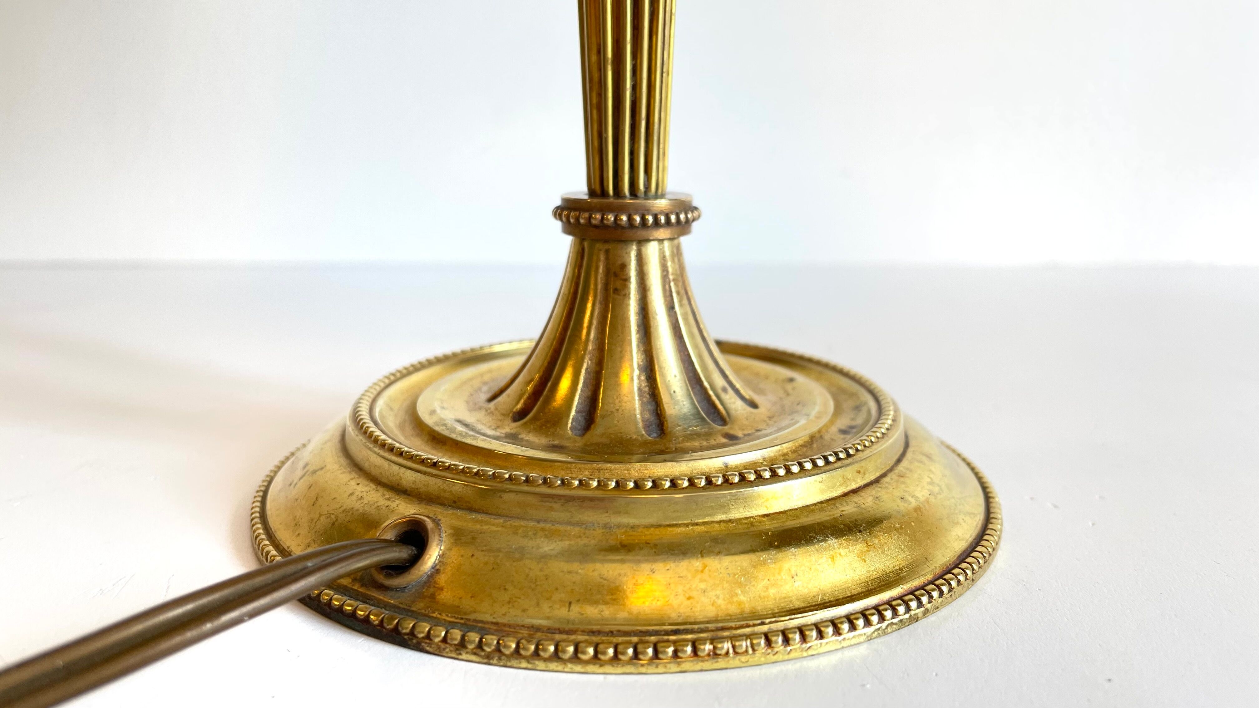 Lamp solid brass and vintage fabric