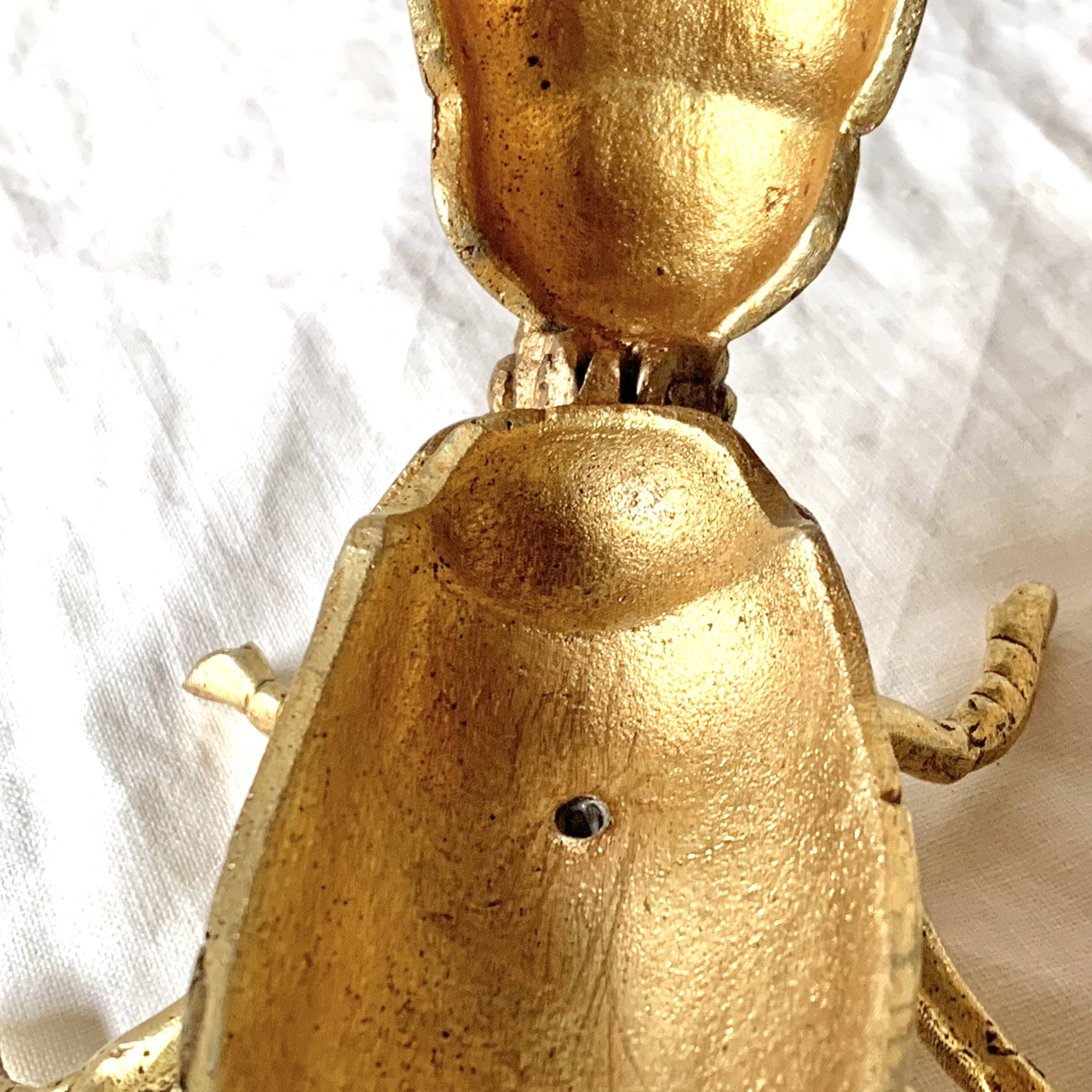Vintage golden brass scarab