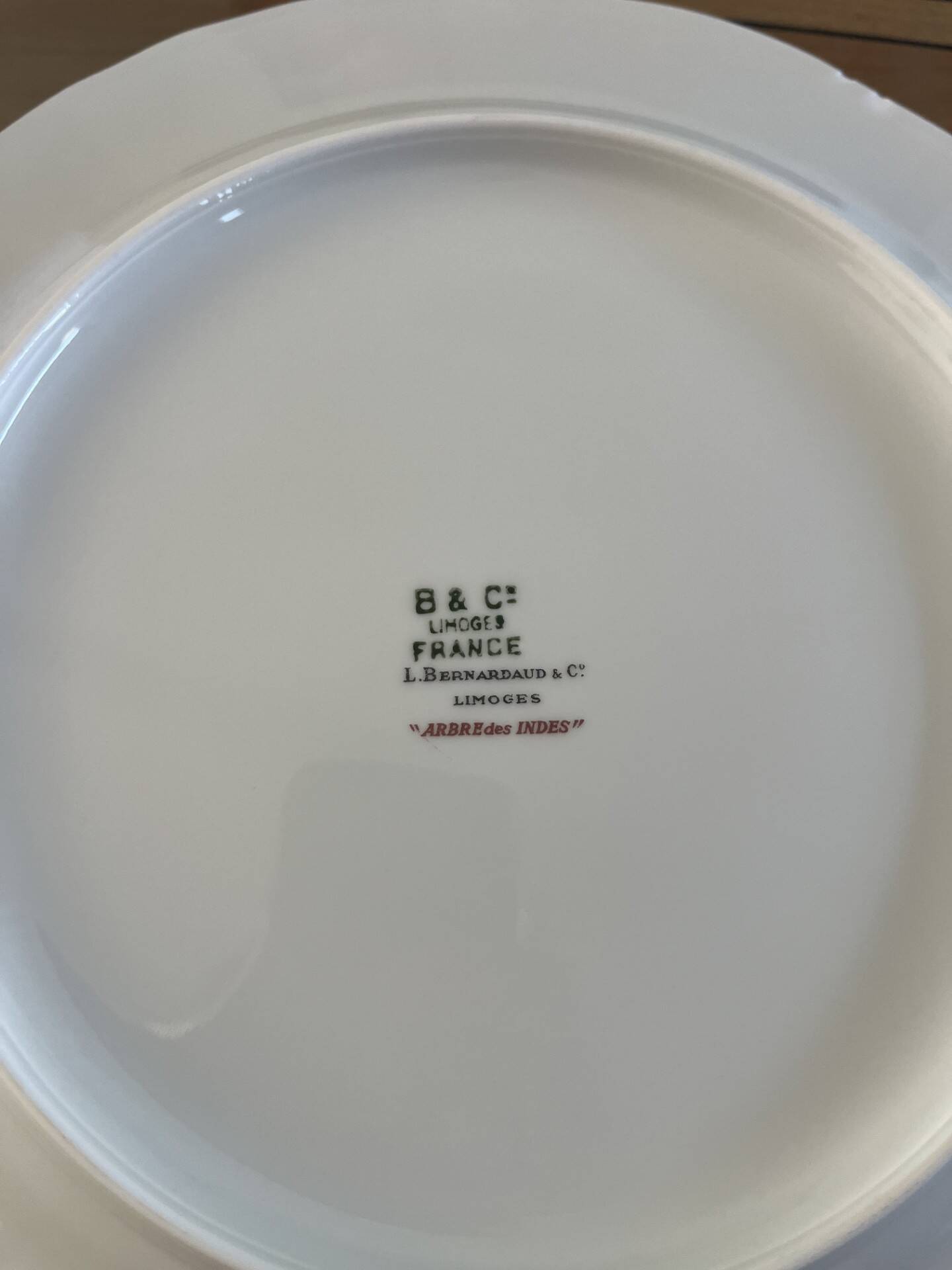 Assiettes Bernardaud Limoges Arbre des Indes