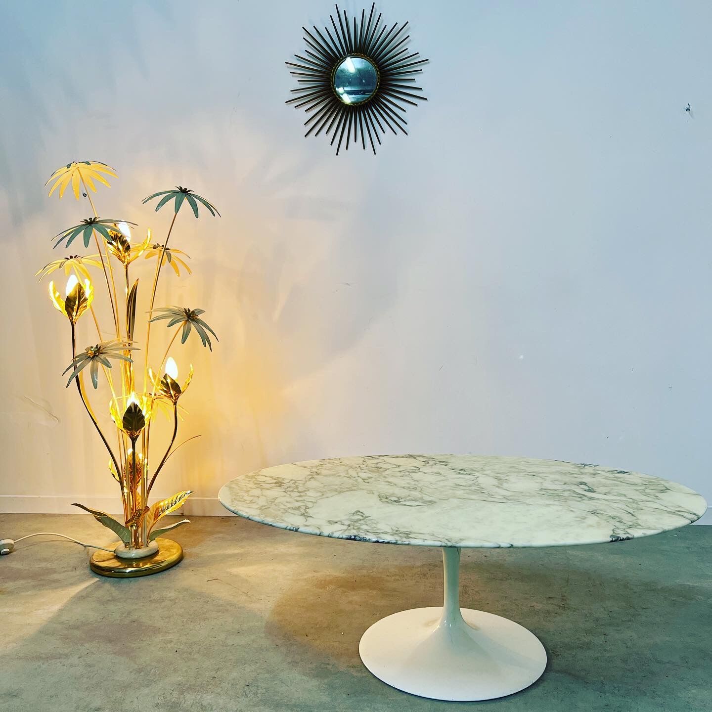 Floor lamp flower metal Design Hans Kögl Scandinavian vintage 5 burners