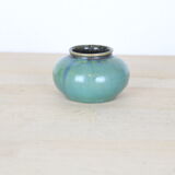 Ball vase with blue drippings