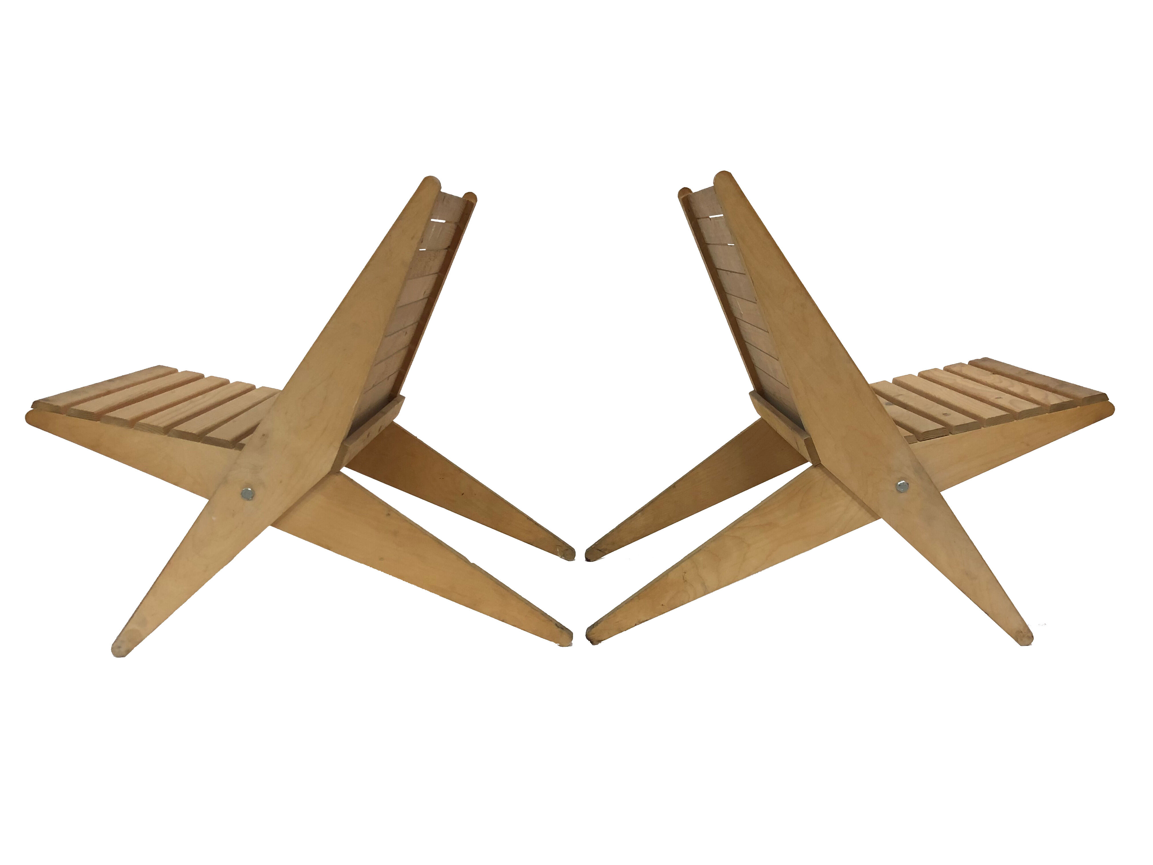 Wooden garden chair folding from the 70s in the Netherlands