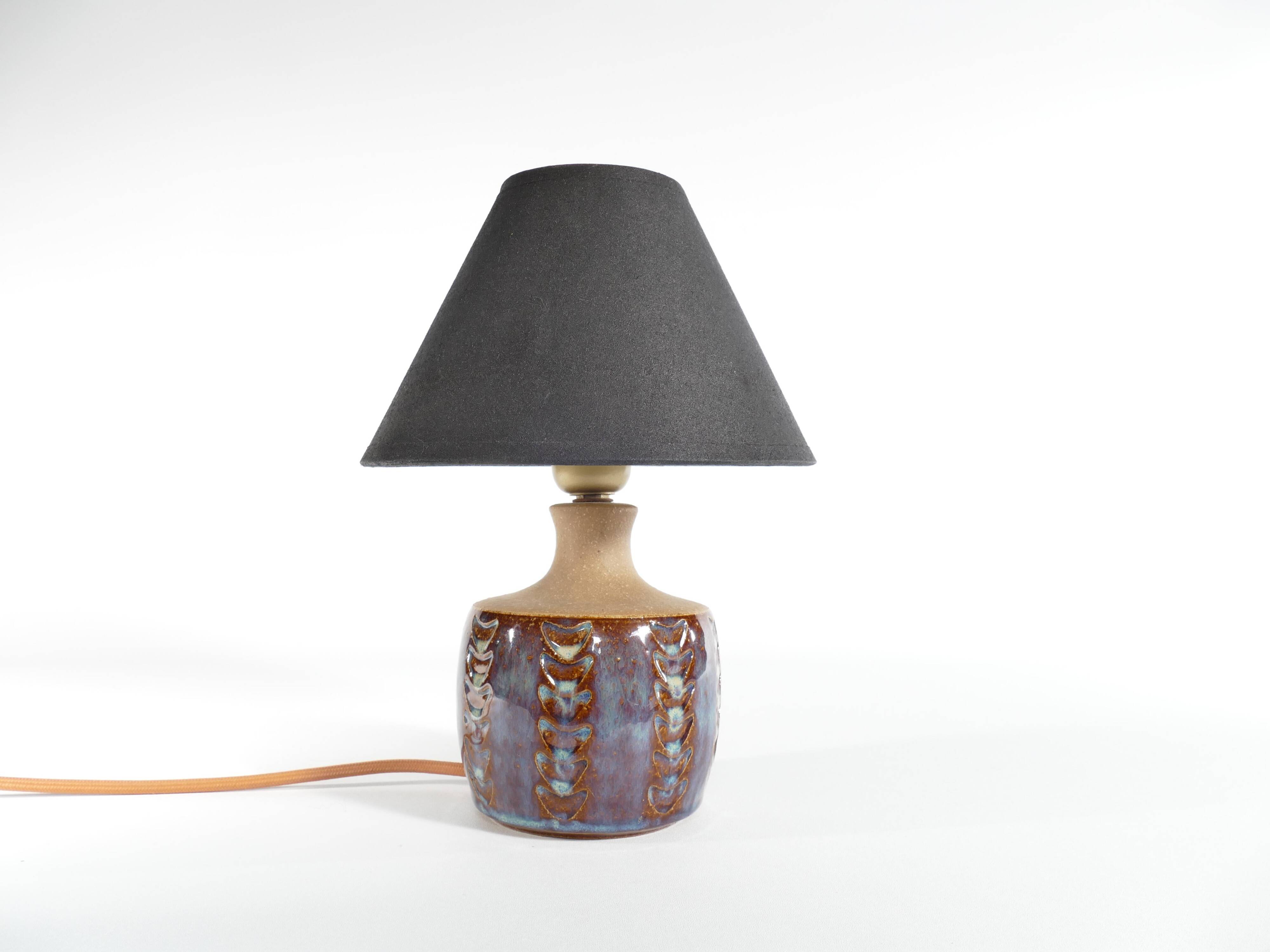 Scandinavian Modern Blue Glazed Stoneware Table Lamp, Søholm Stentøj, 1960s