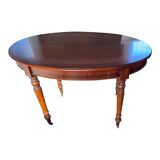Italian Warm Extendable Oval Table in Walnut and Maple