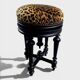 Tabouret de piano Napoléon III en bois noirci – Assise Léopard