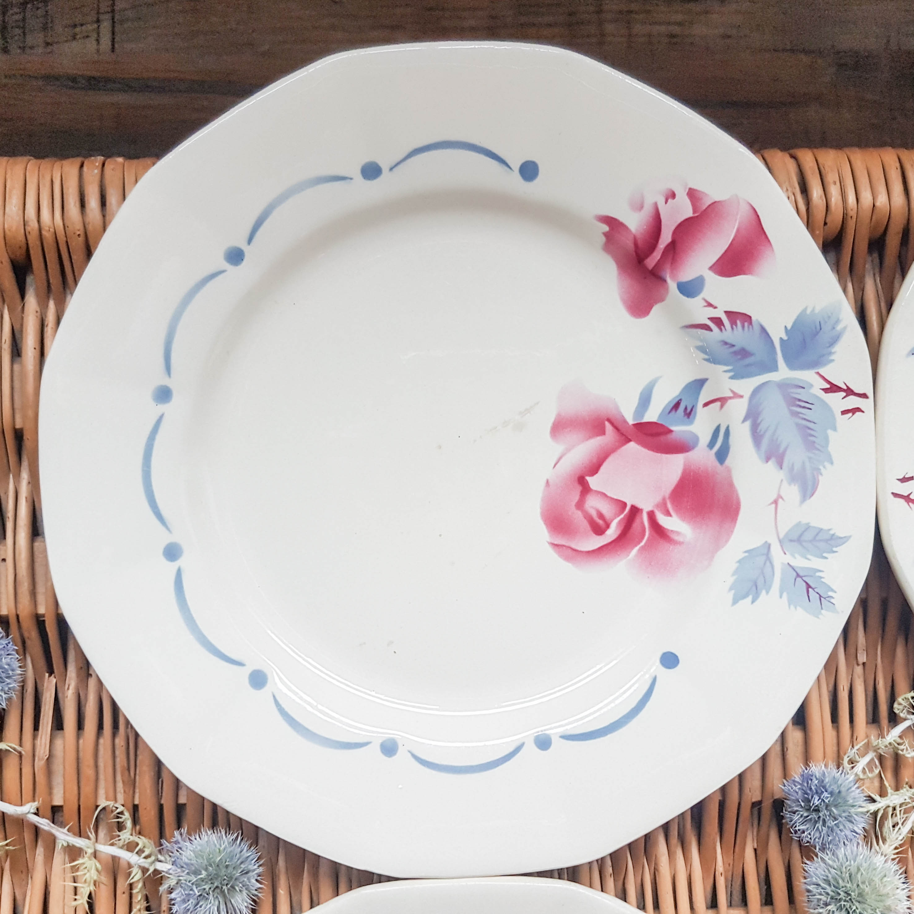 Lot de 4 assiettes plates "boulogne" Digoin Sarreguemines