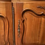 Louis XV style sideboard, 3 doors with lock, glass top.