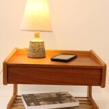 Scandinavian bedside table or wall console, oak and teak, 1960