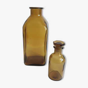 Set of 2 vintage glass bottles