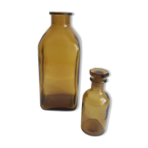 Set of 2 vintage glass bottles