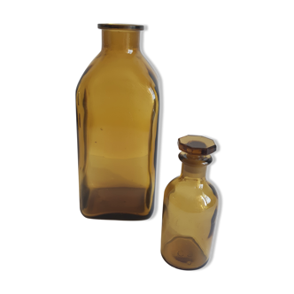 Set of 2 vintage glass bottles