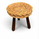 Tabouret tripode en chêne et paille Audoux et Minet 50’s
