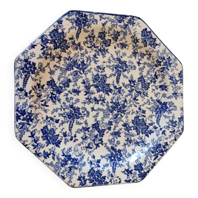 Assiette à dessert octogonale bleue fin XIX ème en faience
