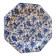 Octagonal blue dessert plate from the late 19th century in earthenware.