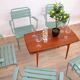 Garden chairs set of 5 in metal and painted stackable wood 1960 denmark