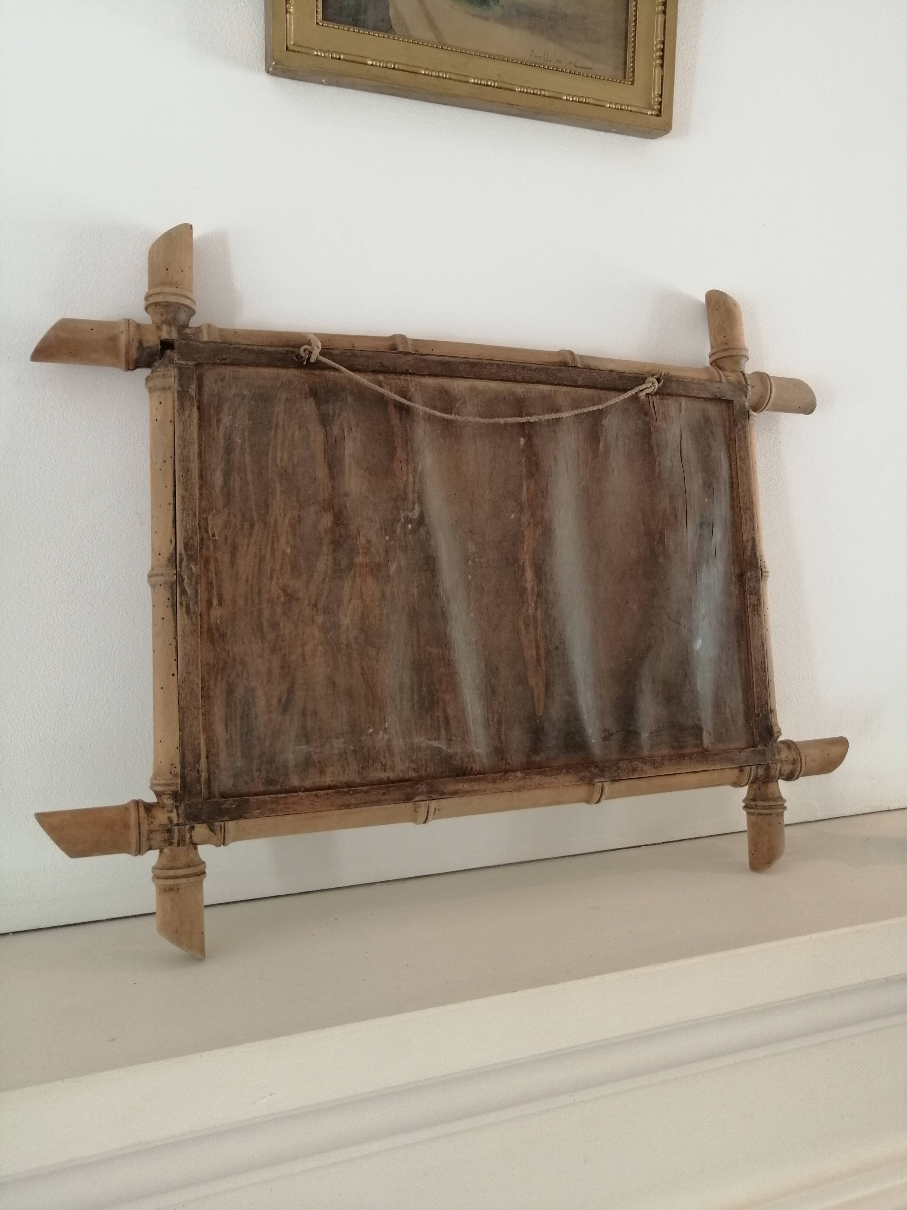Set of vintage wood mirrors bamboo effect