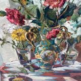 Oil painting on canvas around 2005 signed dimensions: height -77cm- width -62 cm-