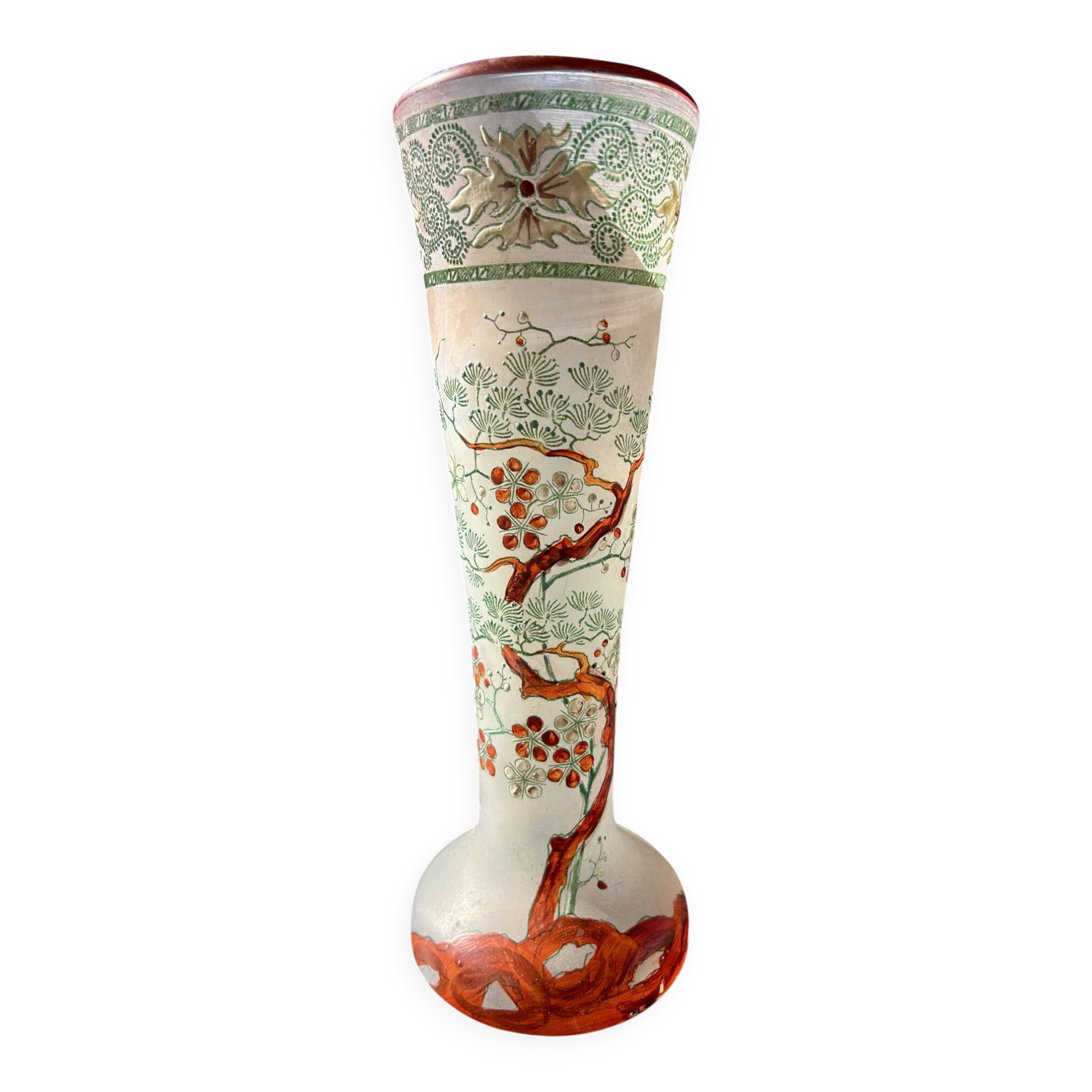 Cornet vase Art Nouveau "Spring" - Legras (St Denis)