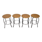 4 metal and wicker stools