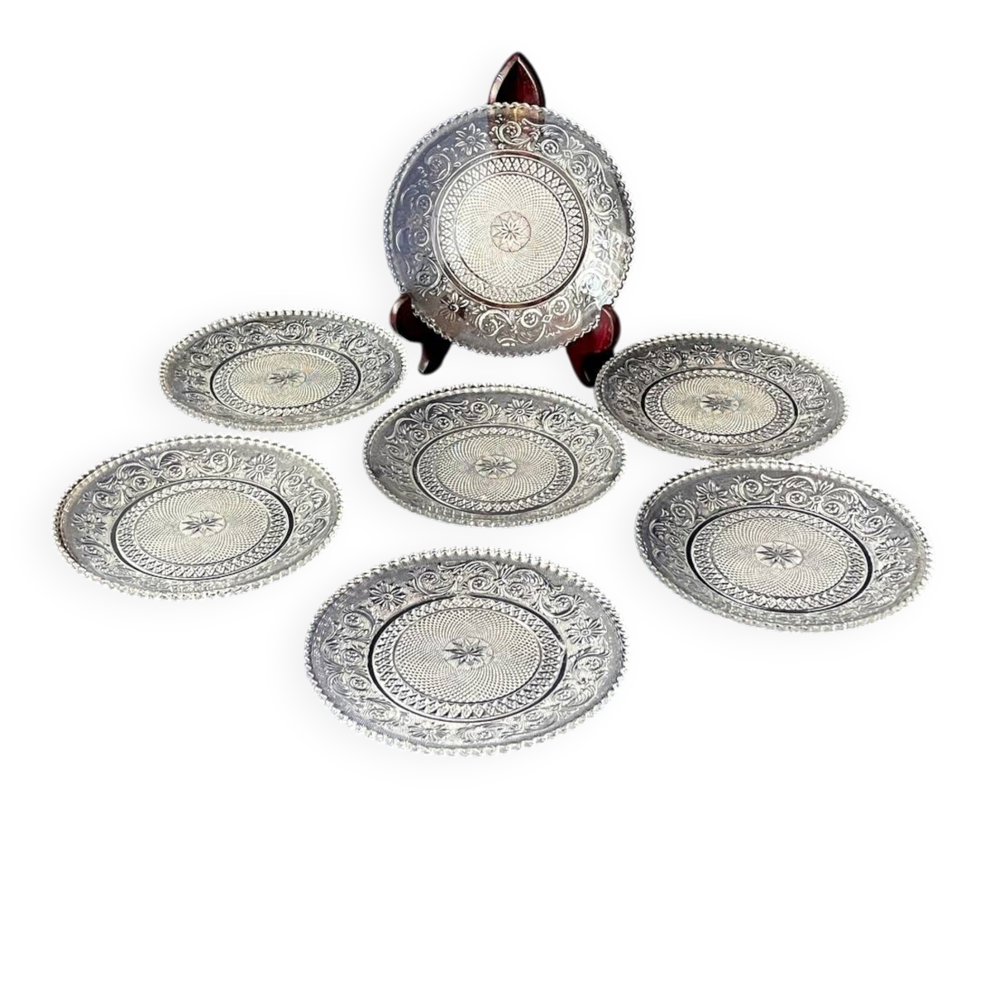 SET OF 7 DESSERT PLATES IN BACCARAT CRYSTAL ARABESQUE MODEL