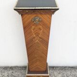 Vintage column in rosewood and bronze marquetry, mid-century