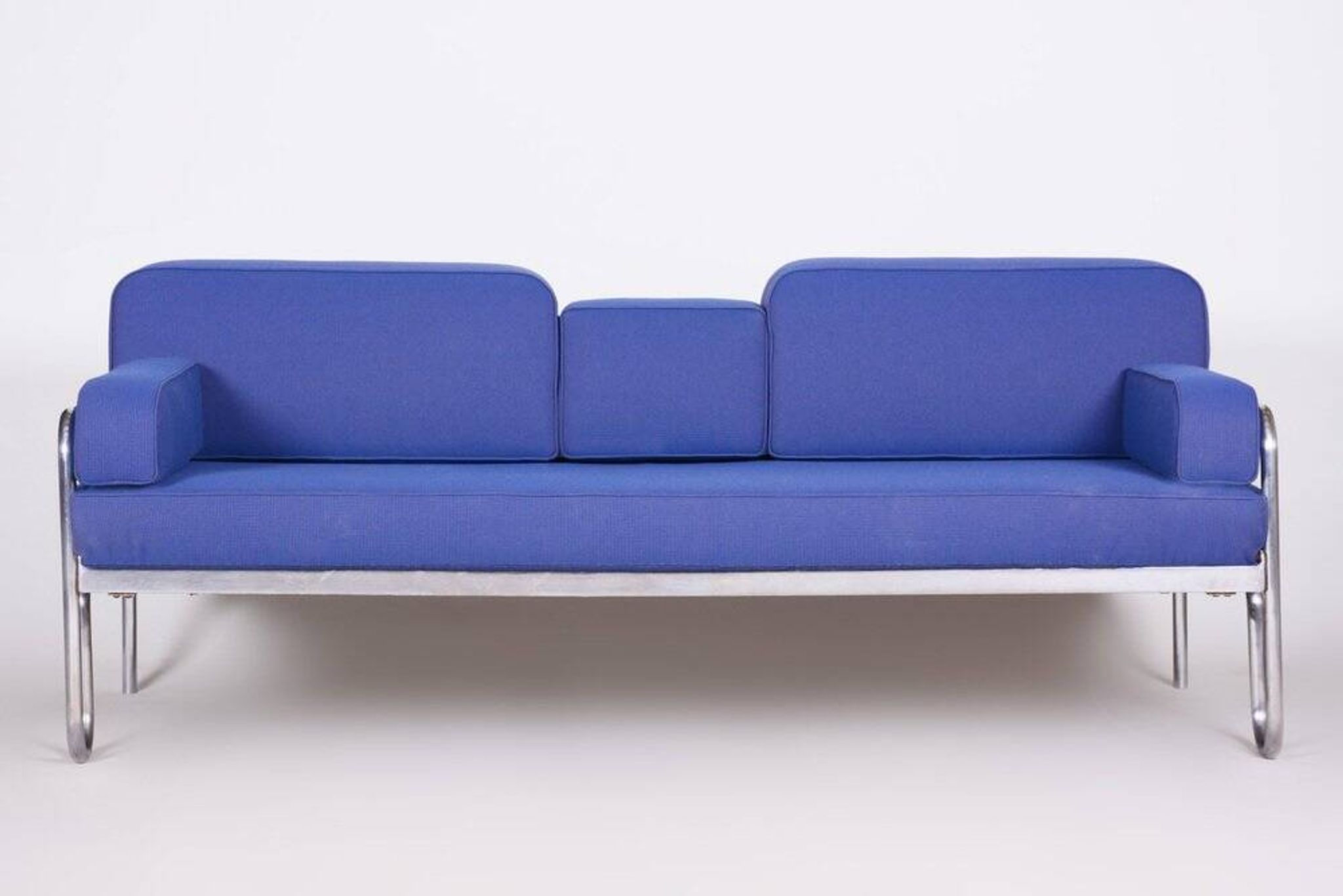 Bauhaus Sofa in Chrome-Plated Steel & New Upholstery, Czech, 1930s