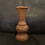Soliflore vase 18cm in turned wood engraved hand fine patterns carved in France vintage old