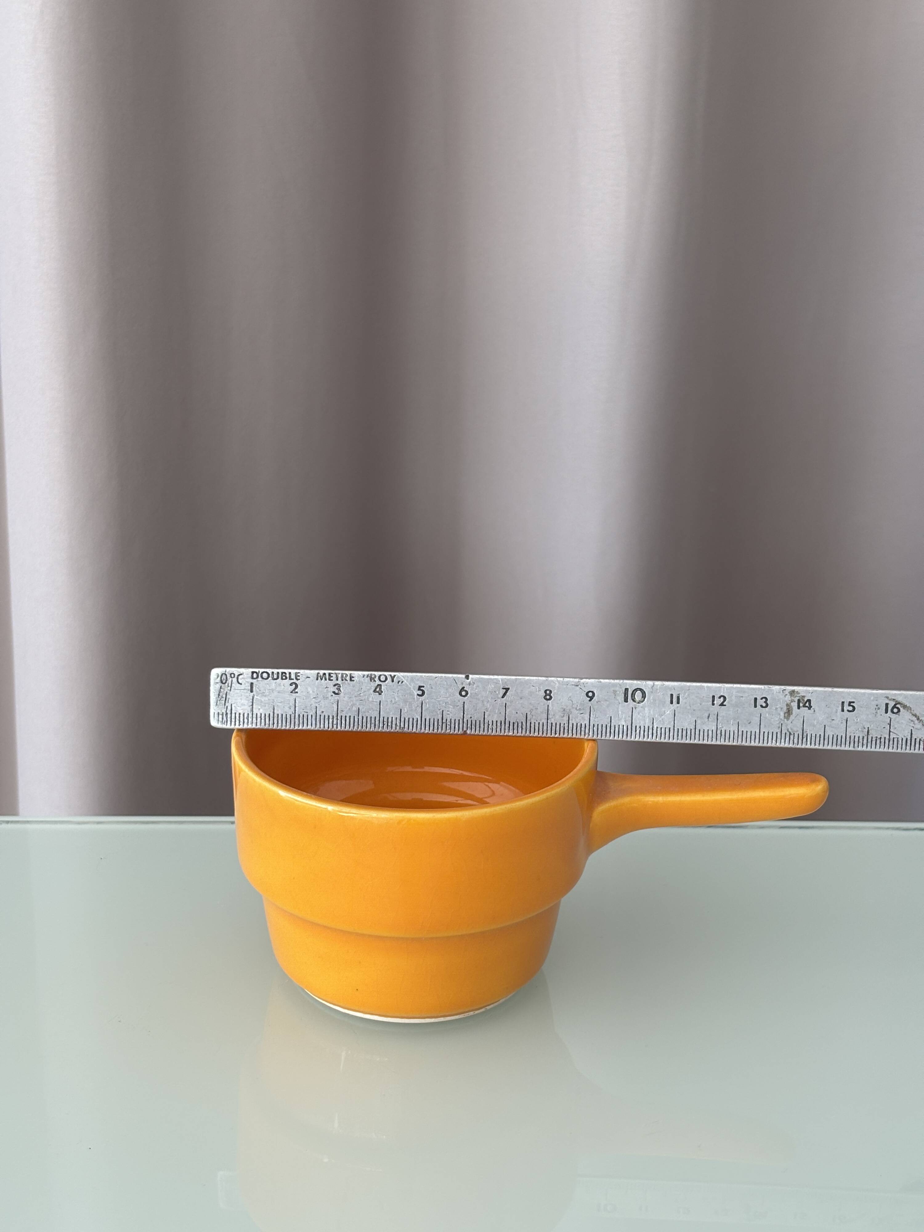 Set of 8 Vintage Stackable Ceramic Coffee Cups with Handles – 1970s
