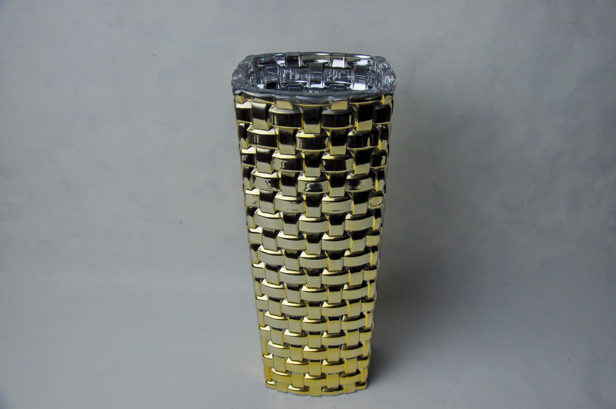 Golden Bamboo effect glass vase by Nachtmann, Germany, 1980