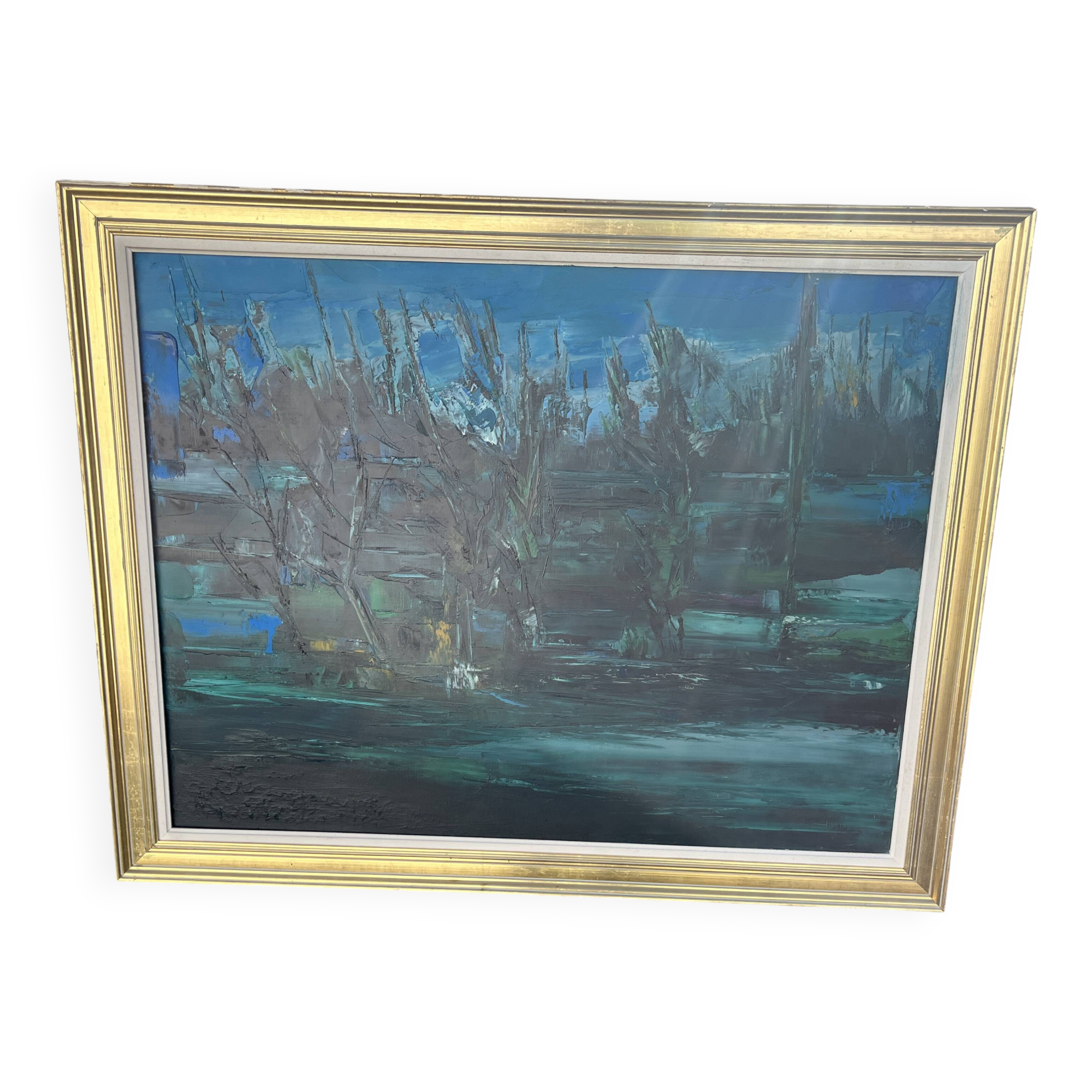 Painting by Marc-Jean Couvert - Blue abstract composition