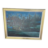 Painting by Marc-Jean Couvert - Blue abstract composition