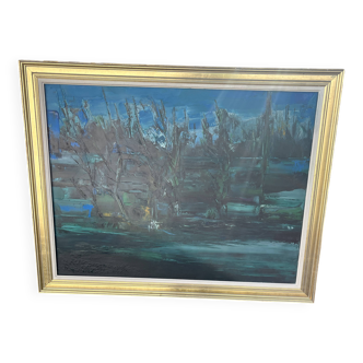 Painting by Marc-Jean Couvert - Blue abstract composition