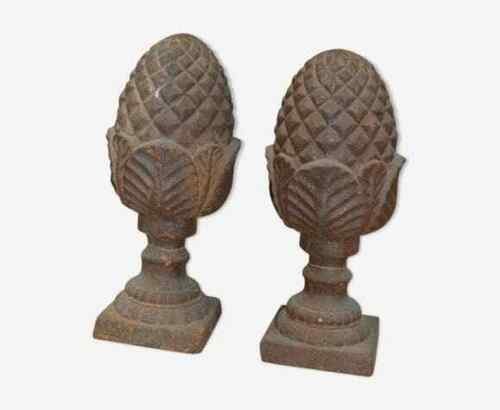 Cast iron pine cones pilaster tops
