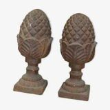 Cast iron pine cones pilaster tops