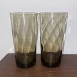 Lot d'un service en verre teinté vintage typique 70's
