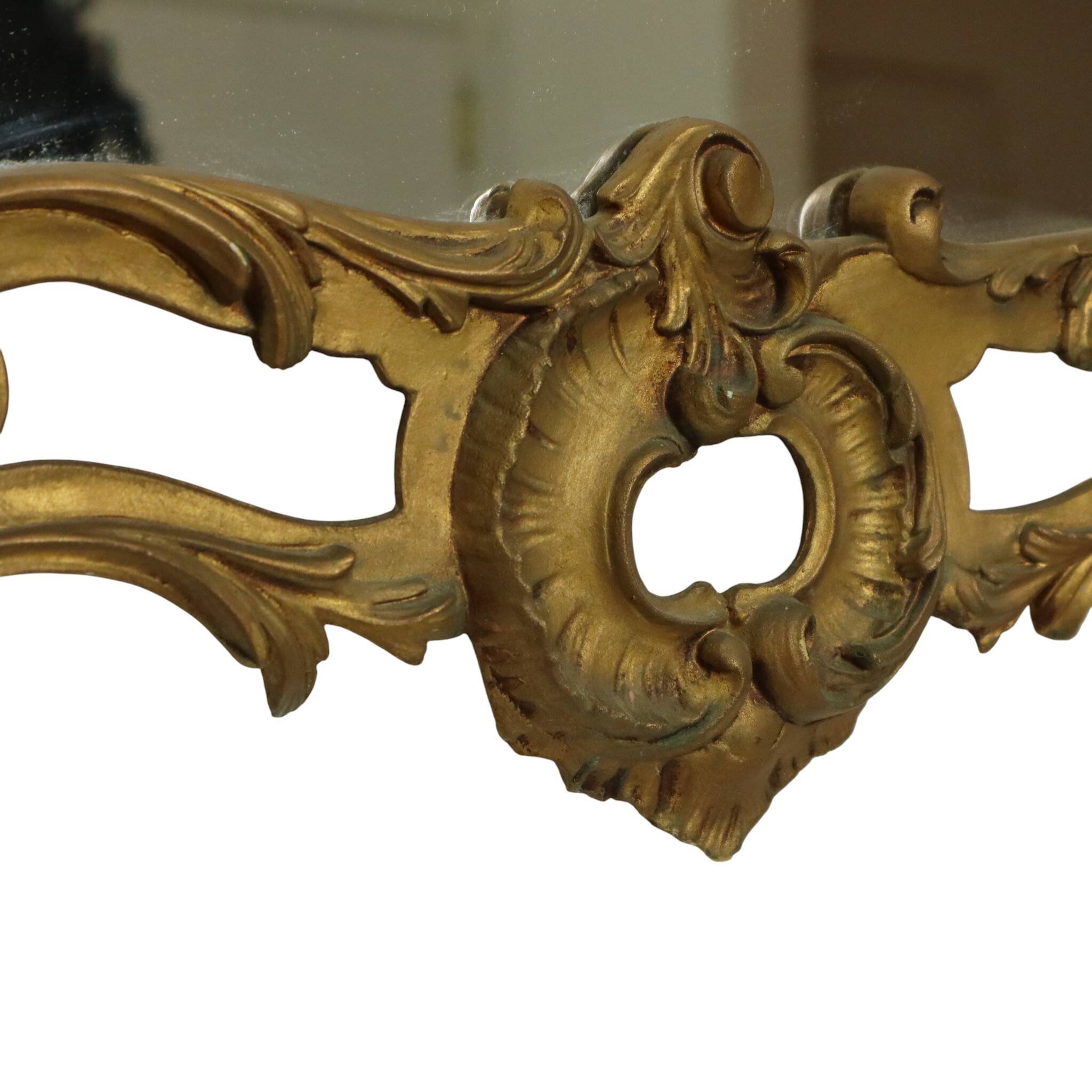 Italian Crested Mirror Rococo Style Gold-Colored Resin 84cm