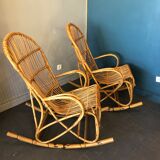 2 rattan rocking chairs