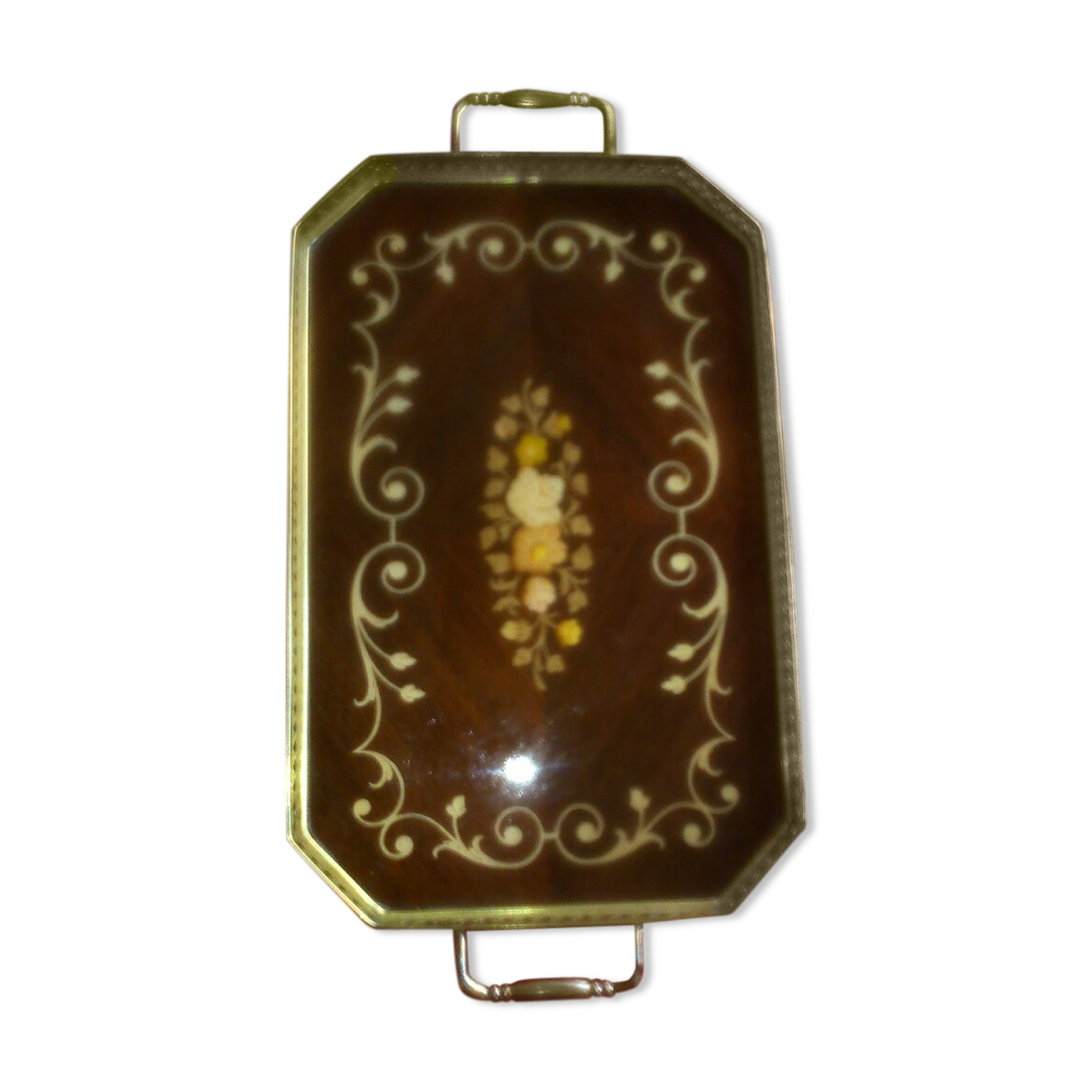 Italian marquetry and brass tray